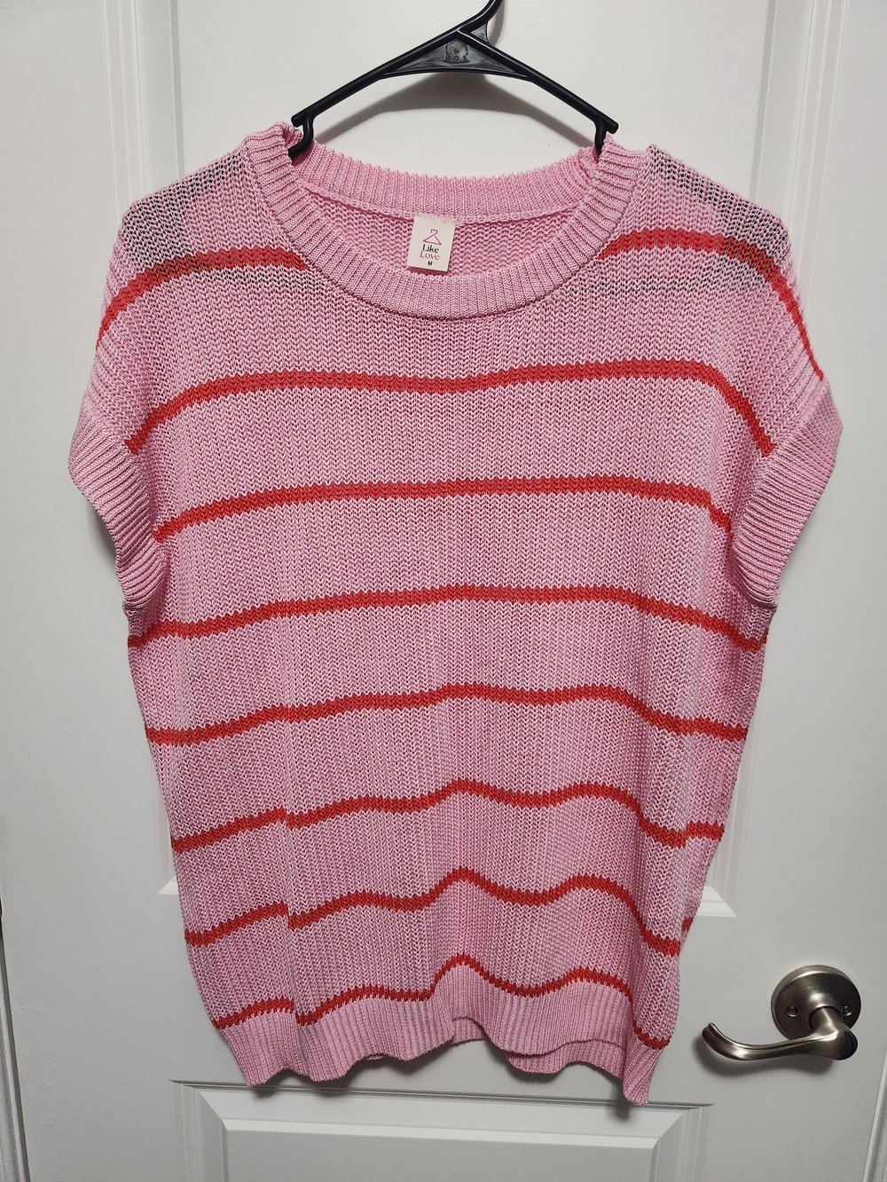 Women's Pink & Red Striped Knit Sweater